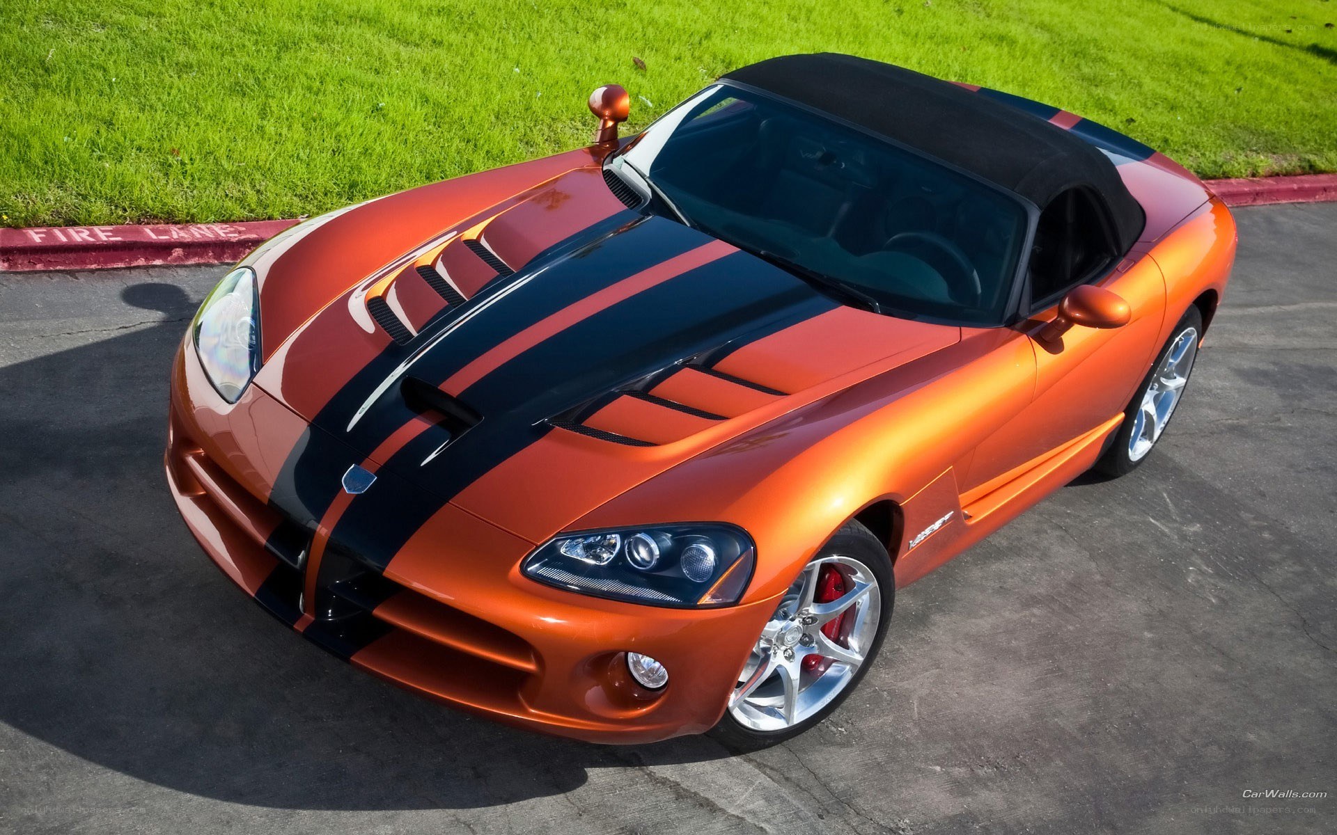 orange dodge viper convertible