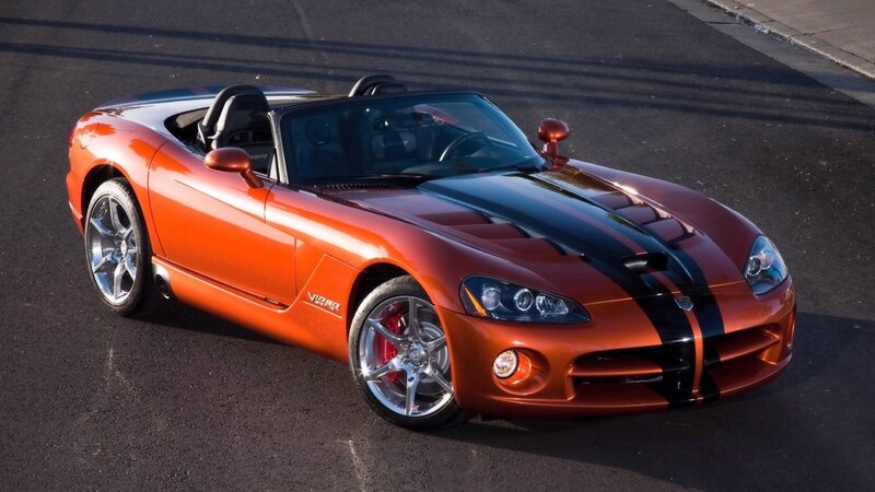 Orange Dodge Viper convertible