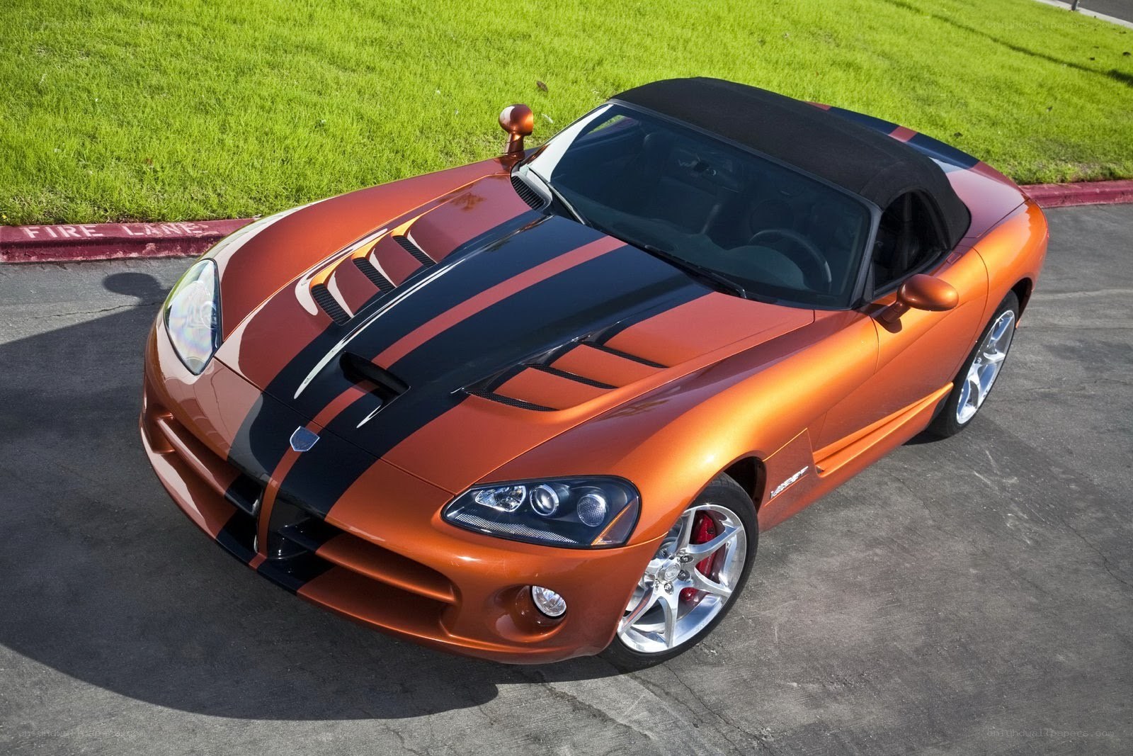 Orange Dodge Viper convertible