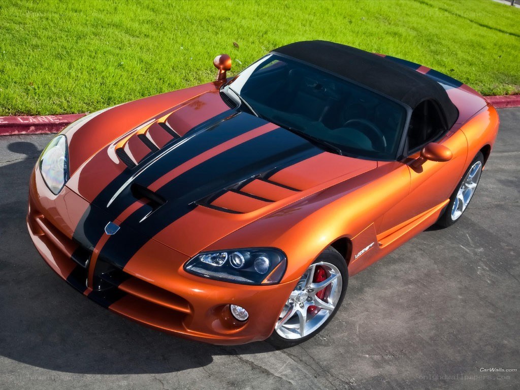 orange dodge viper convertible