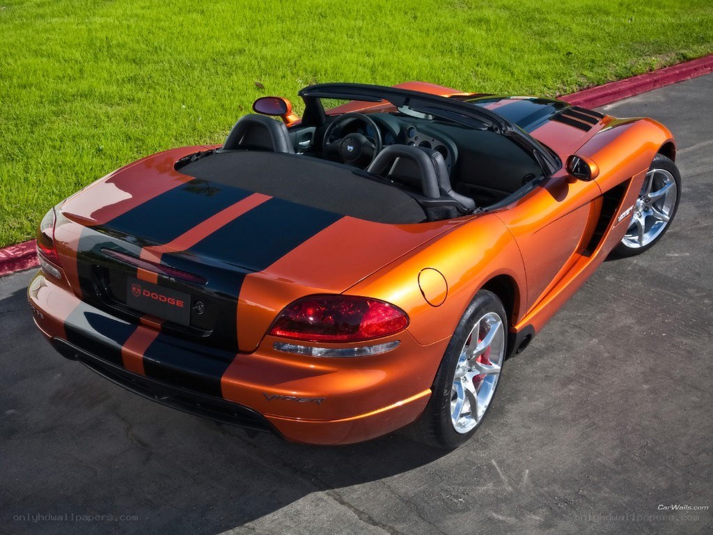 Orange Dodge Viper convertible