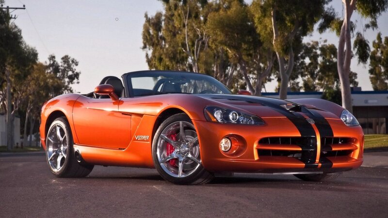 orange dodge viper sports car