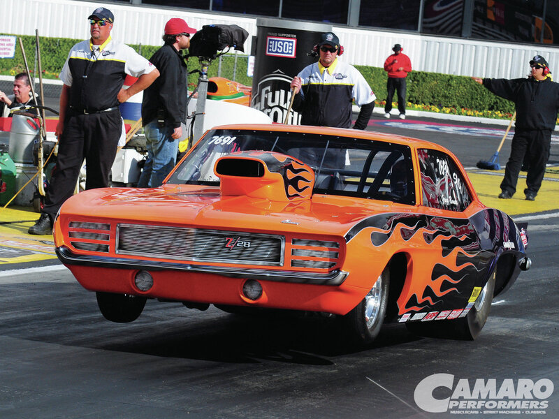 Orange Drag Racing Car — Active, Afternoon, Photograph