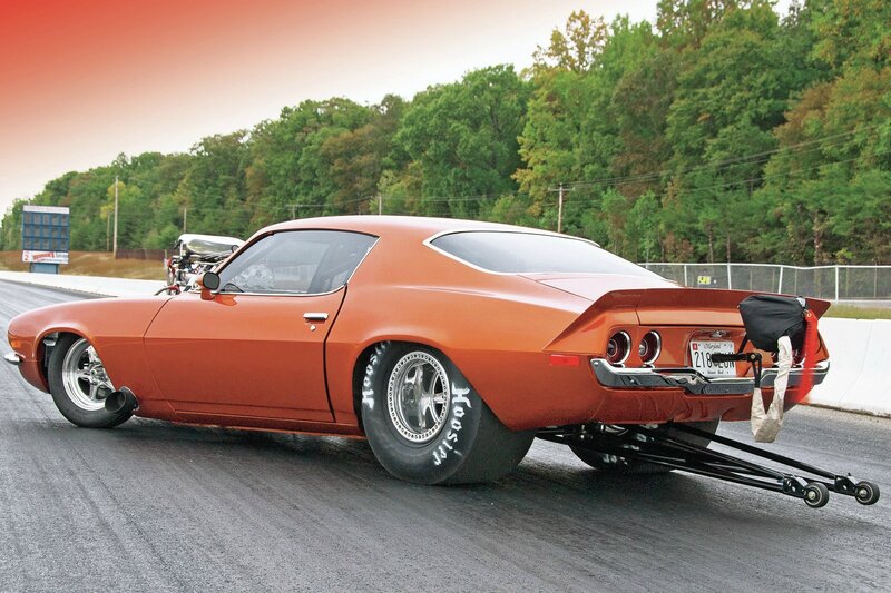 Orange Drag Racing Car — Dramatic, Sunset