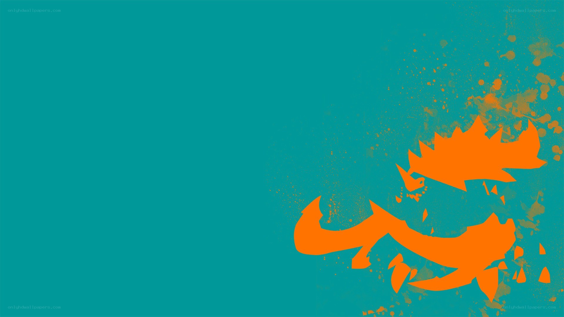 orange dragon silhouette on teal