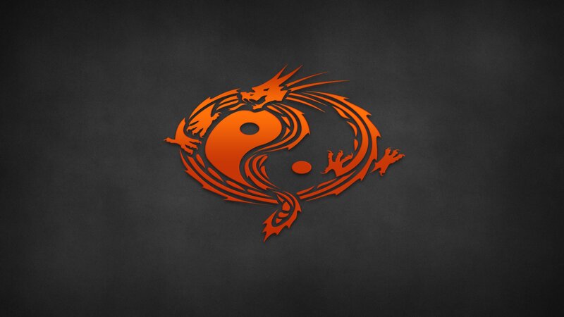 Orange Dragon Yin-yang Symbol