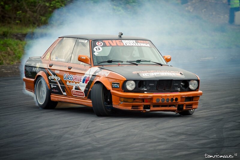 Orange Drift Car — Dynamic, Afternoon, Photograph, Smoke, Race Track