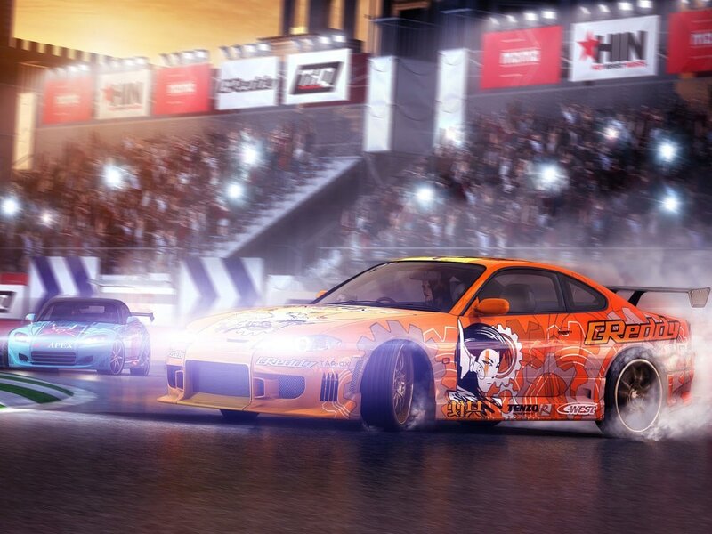 Orange Drift Car — Dynamic, Night