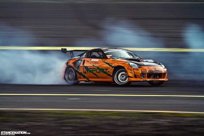 Orange Drift Car — Dynamic, Photograph, Smoke