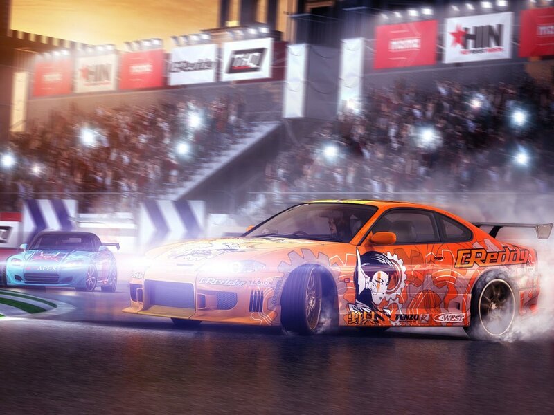 Orange drift car racing