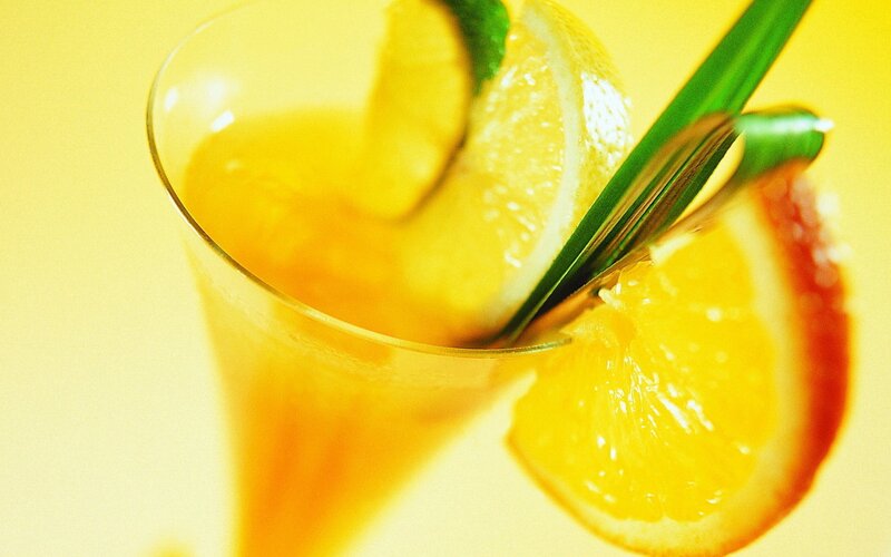 orange drink with garnish