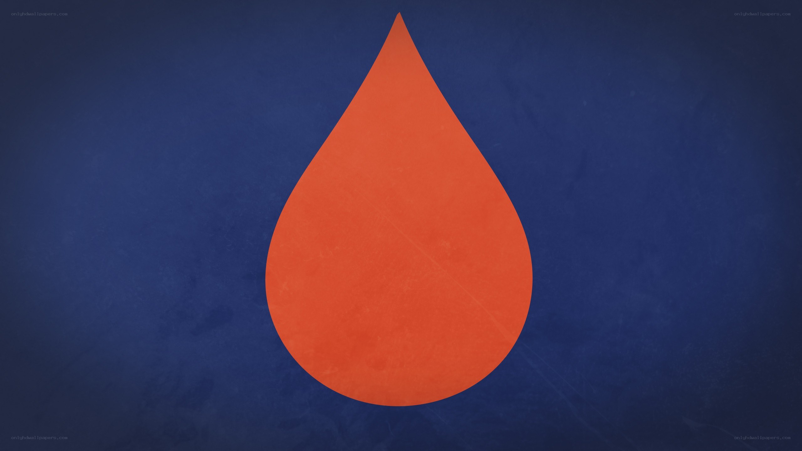 orange drop on blue background