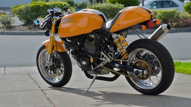 Orange Ducati motorcycle
