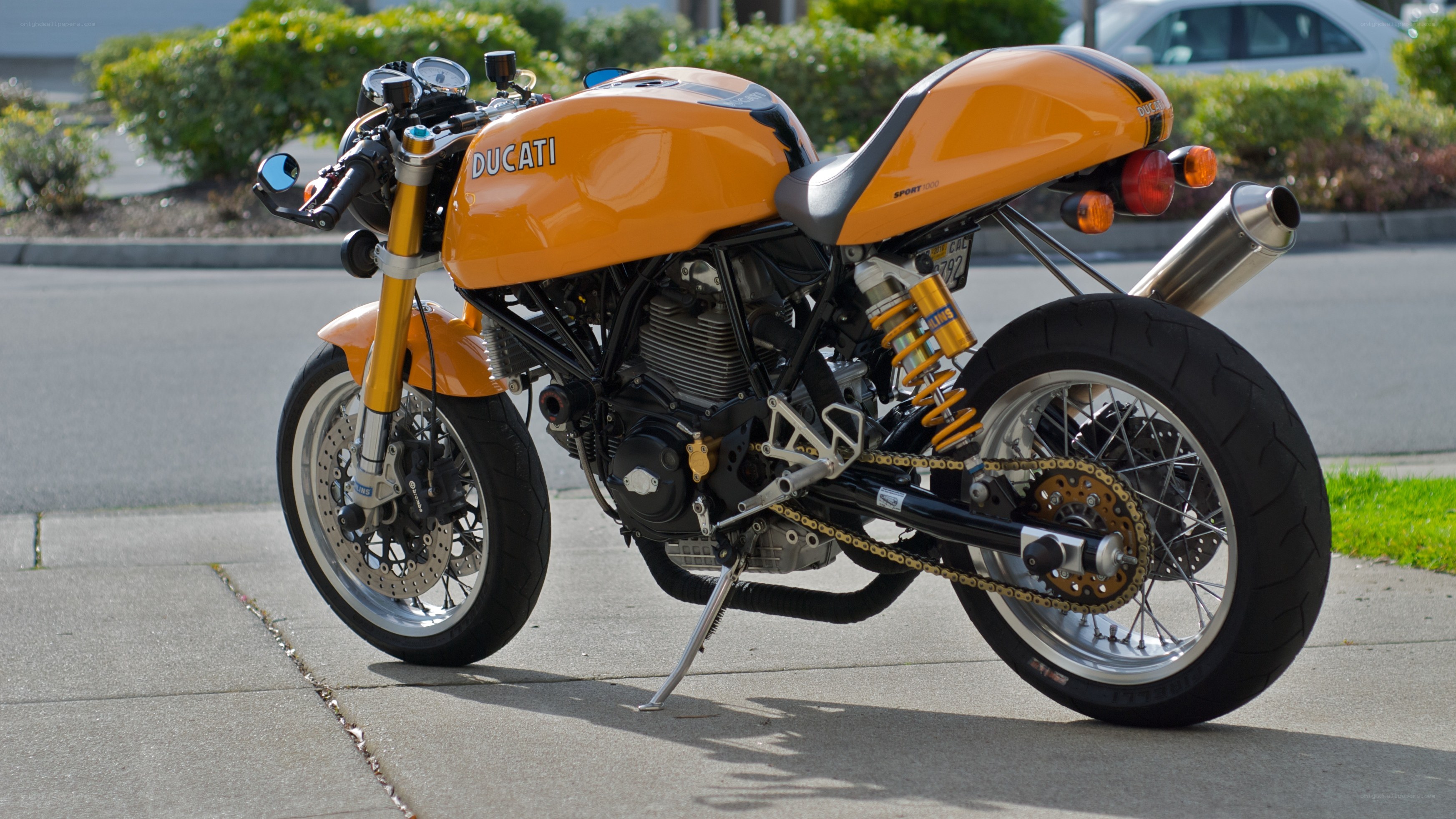 Orange Ducati motorcycle