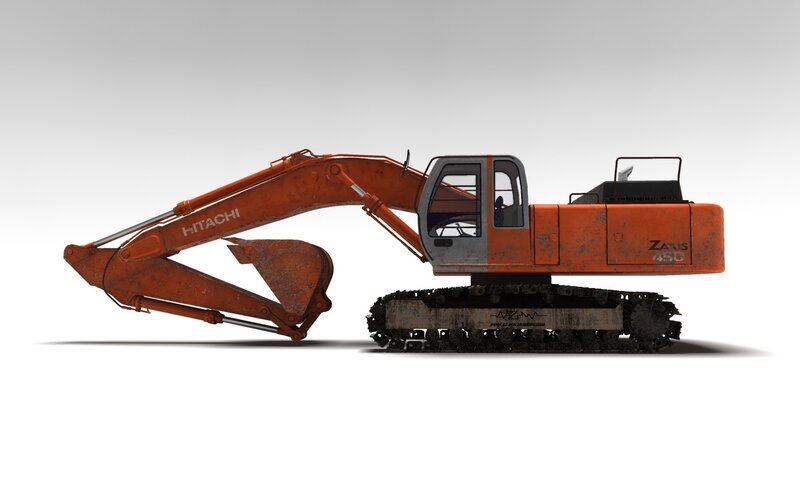 Orange Excavator Machine — Neutral, 3d Render
