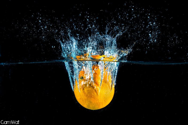 Orange Falling into Water — Black