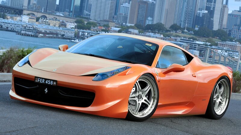 orange ferrari sports car