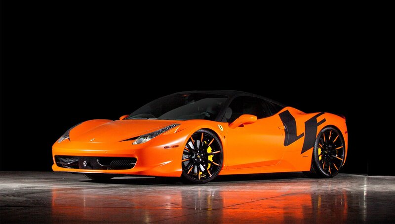 Orange Ferrari Sports Car — Dramatic