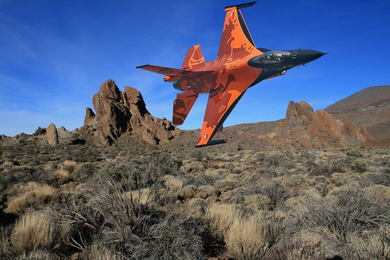 Orange Fighter Jet — Dramatic
