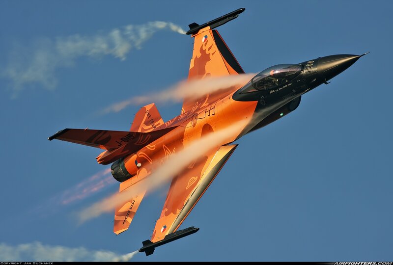 Orange Fighter Jet — Dynamic, Afternoon, Photograph