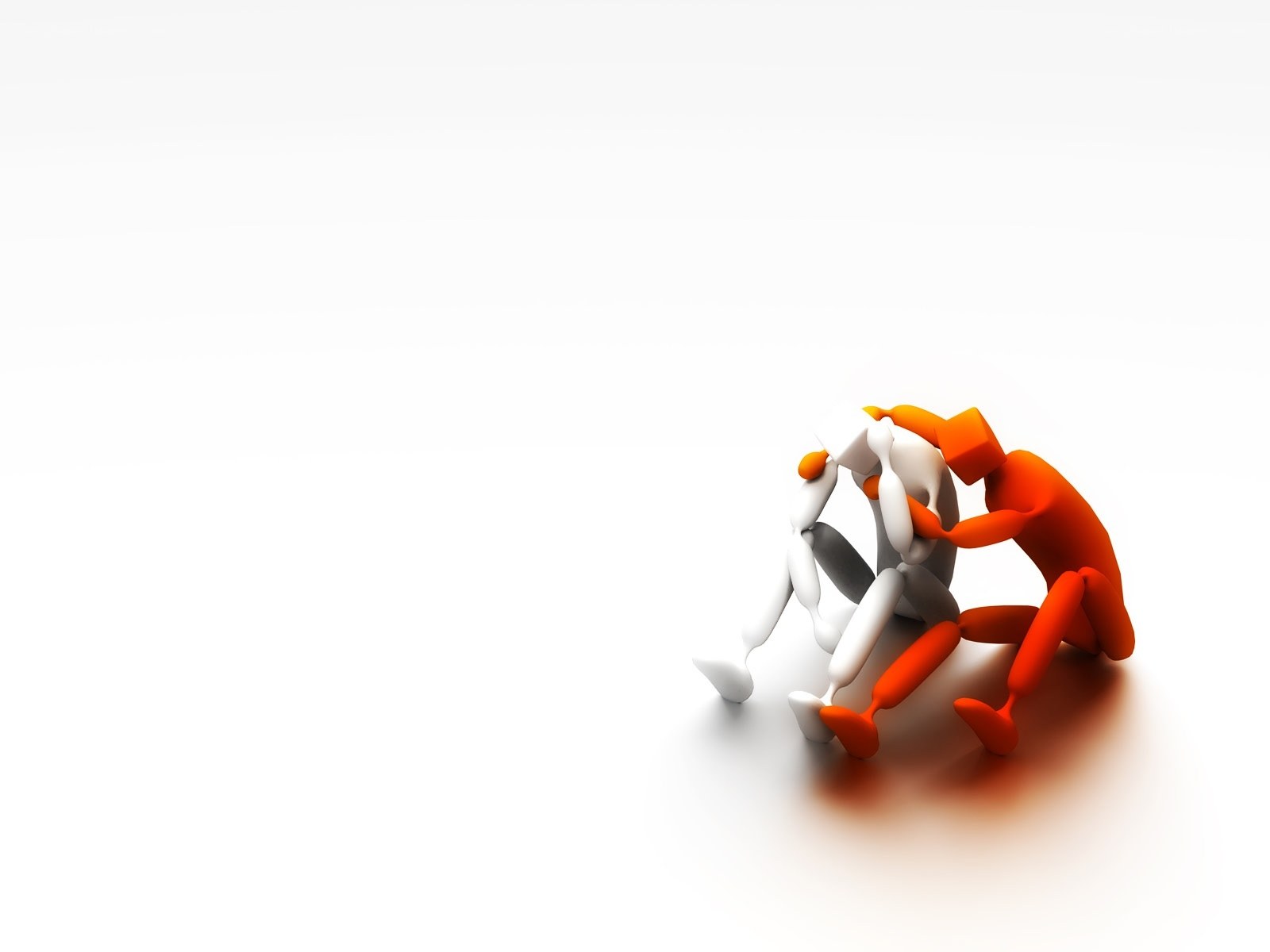 Orange figure assisting white figure