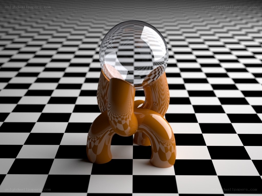 orange figure with glass sphere