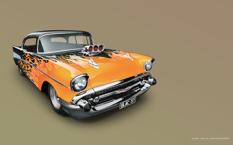 Orange Flame Car — Dramatic