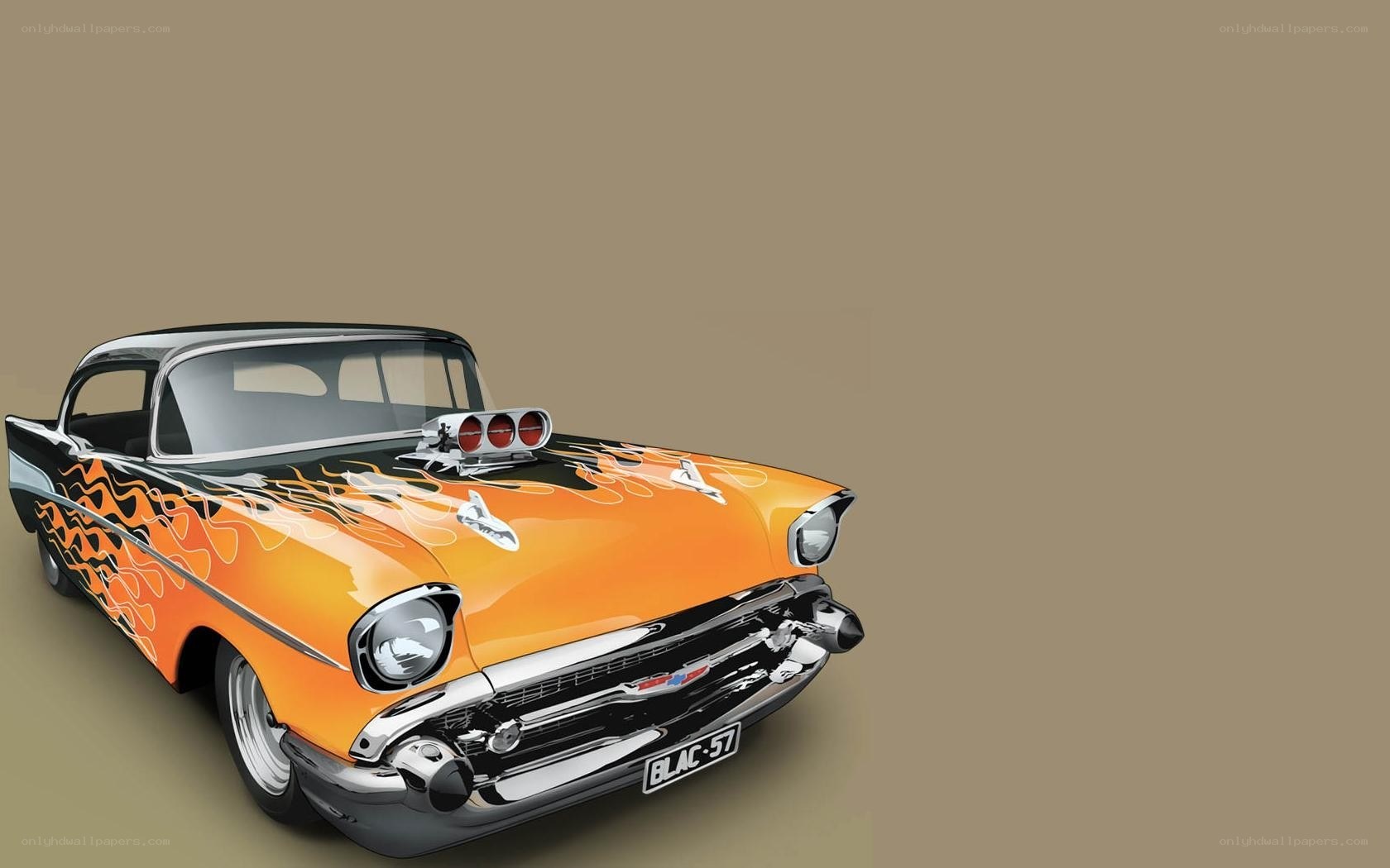 orange flame custom car