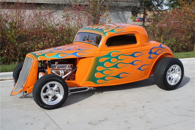 Orange Flame-painted Hot Rod