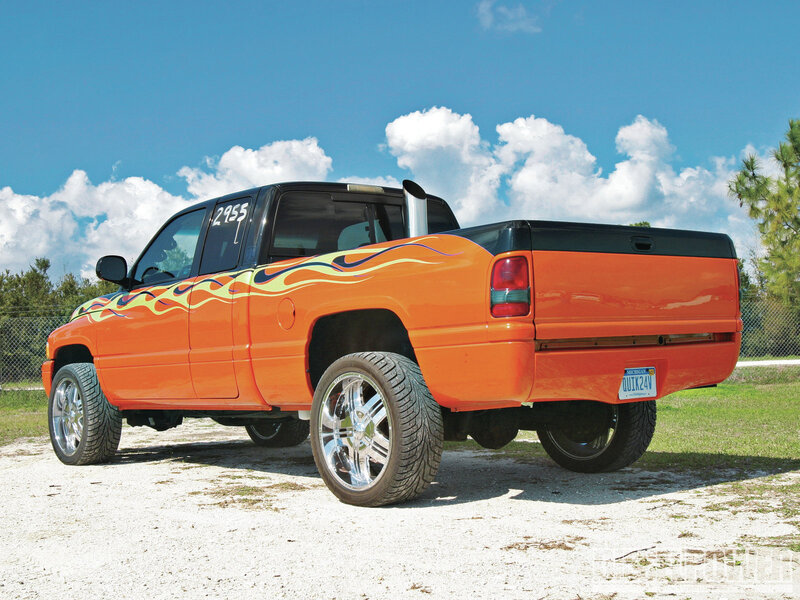 Orange Flame-painted Pickup Truck