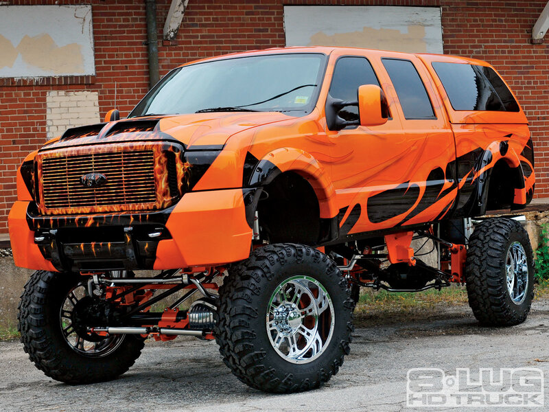 Orange Flame-painted Truck