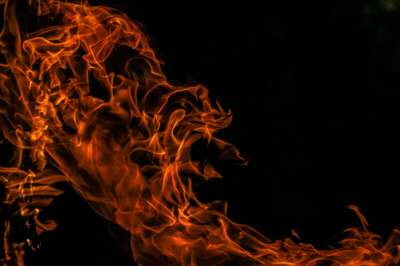 Orange Flames on Black — Dramatic