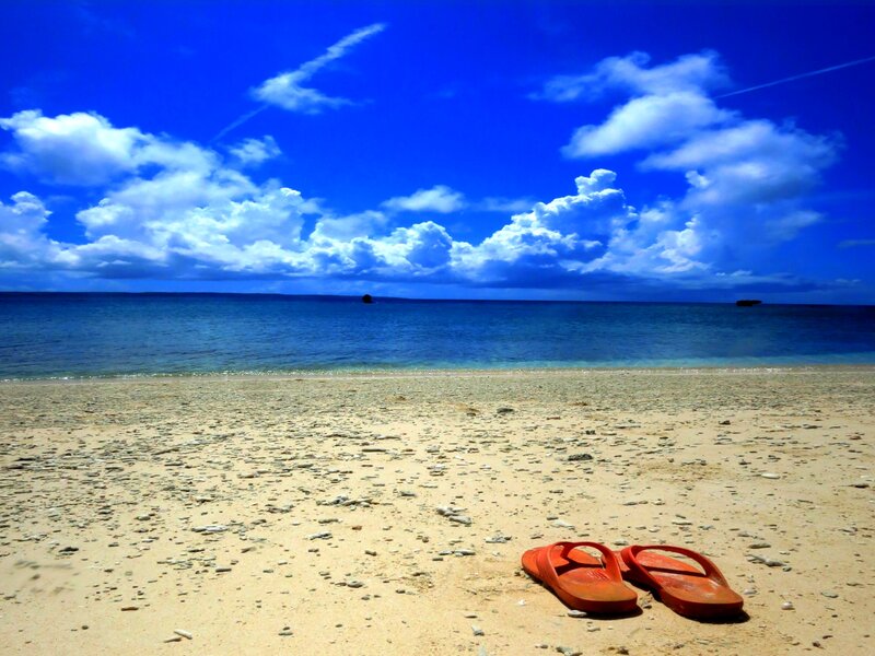 Orange Flip-flops on Beach