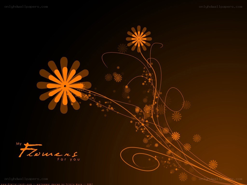 orange floral design wallpaper
