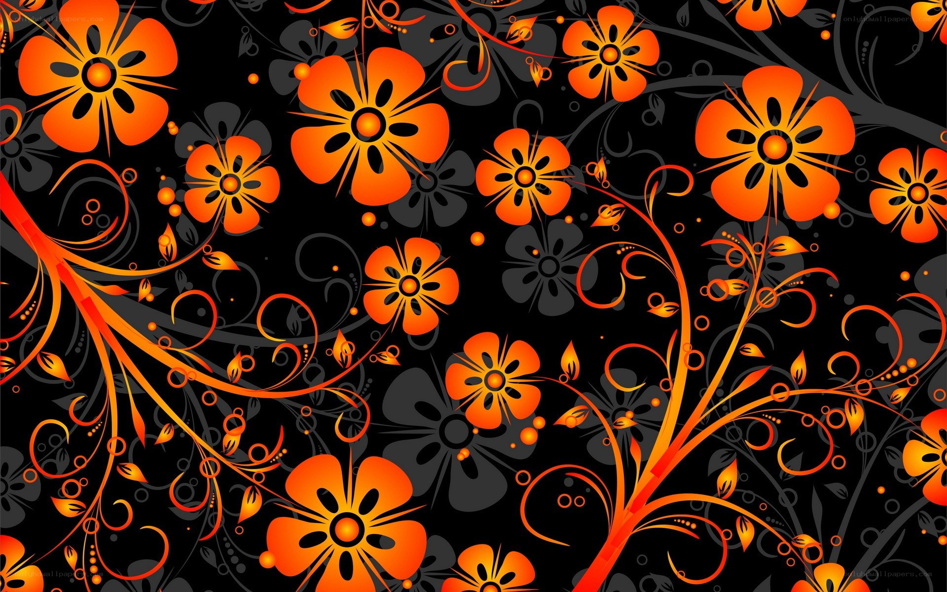 orange floral pattern background