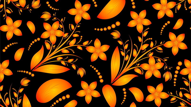 Orange Floral Pattern — Black