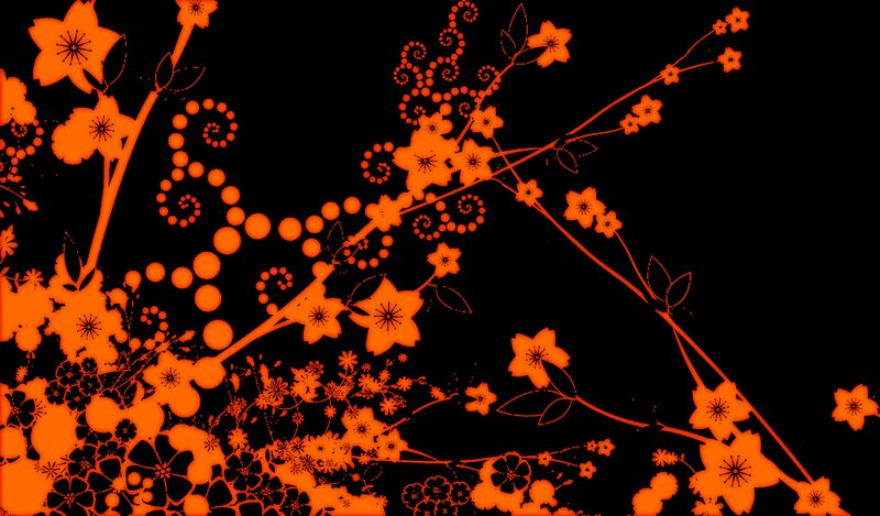 Orange Floral Pattern — Decorative
