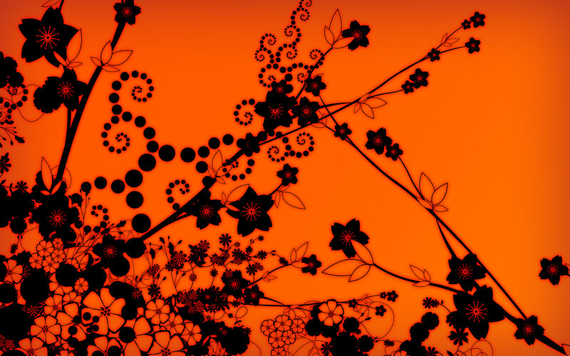 orange floral pattern design