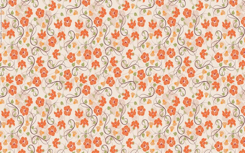 Orange Floral Pattern — Ornate, Vector Art