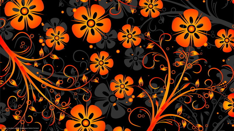 orange floral pattern wallpaper