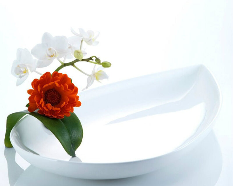 Orange Flower and White Orchid