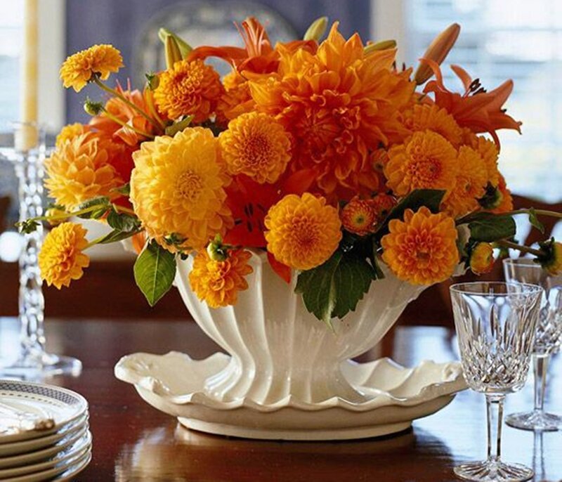 Orange Flower Arrangement — Warm