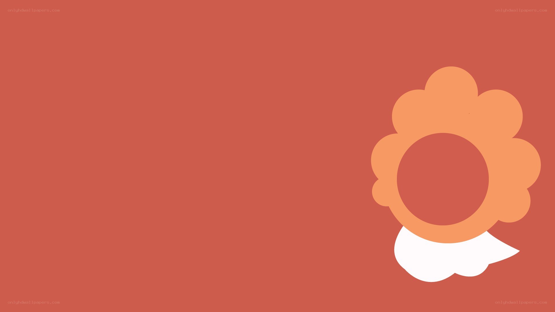 orange flower icon on red