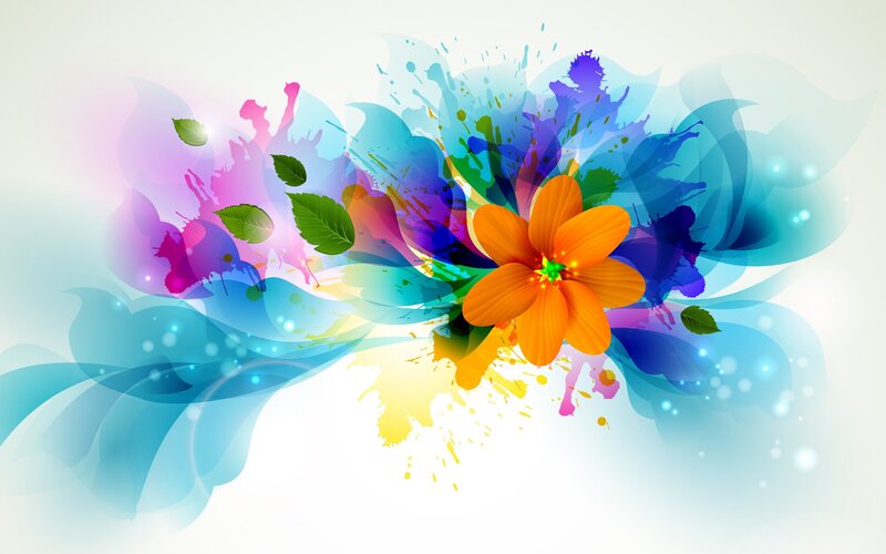 Orange Flower with Splashes — Vibrant