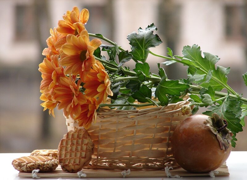 Orange Flowers in Basket