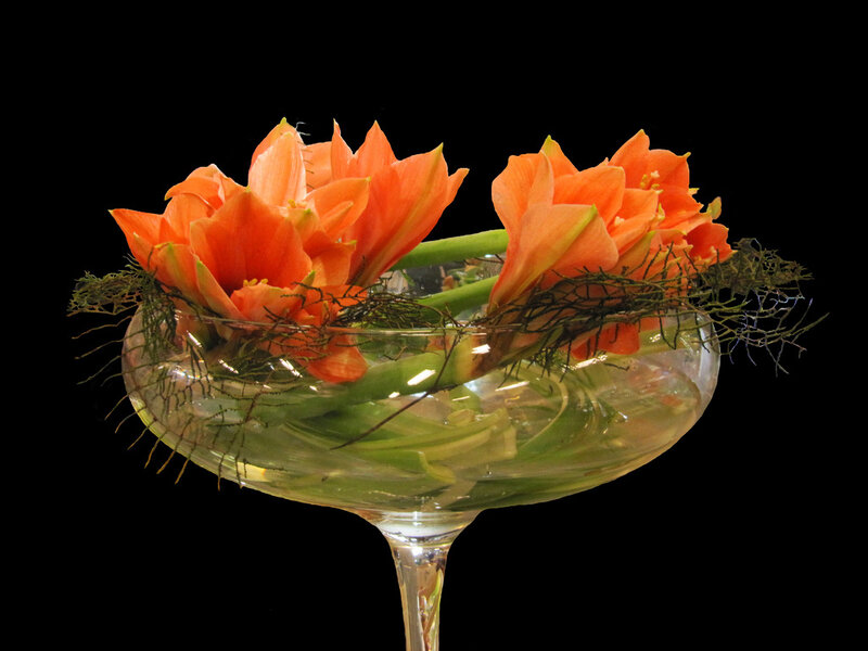 Orange Flowers in Glass
