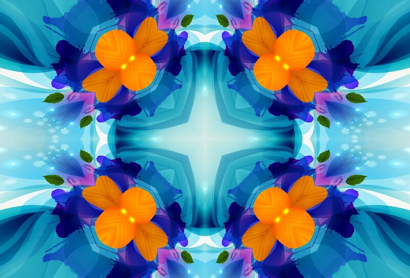 Orange Flowers in Kaleidoscope
