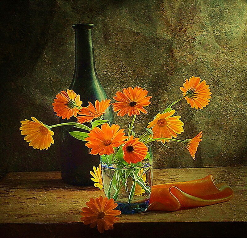 Orange Flowers in Vase