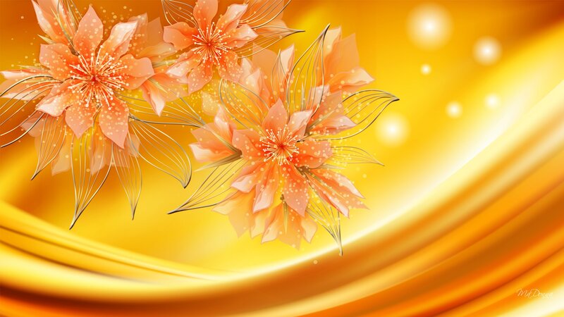 Orange Flowers on Gold