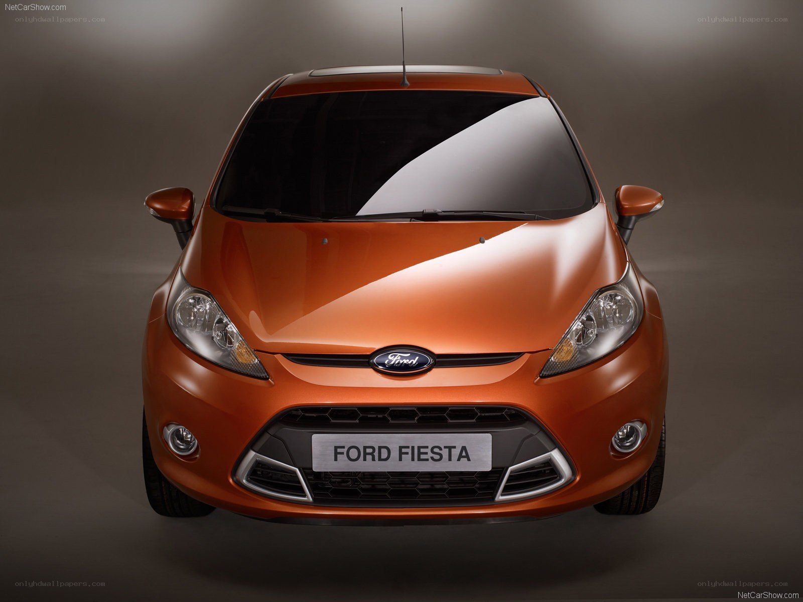Orange Ford Fiesta front view
